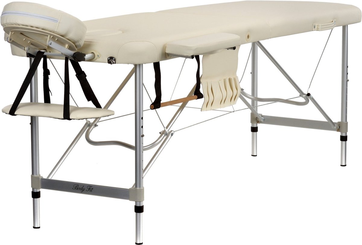 Bodyfit Stół, łóżko aluminiowe do masażu Beżowe 2 segmentowe - beżowy 468