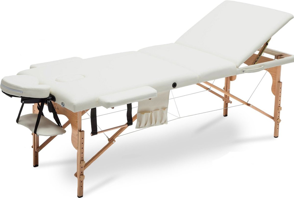 BODYFIT BODYFIT Łóżko do masażu, 3 segmentowe, beżowe, 195x70,5 cm