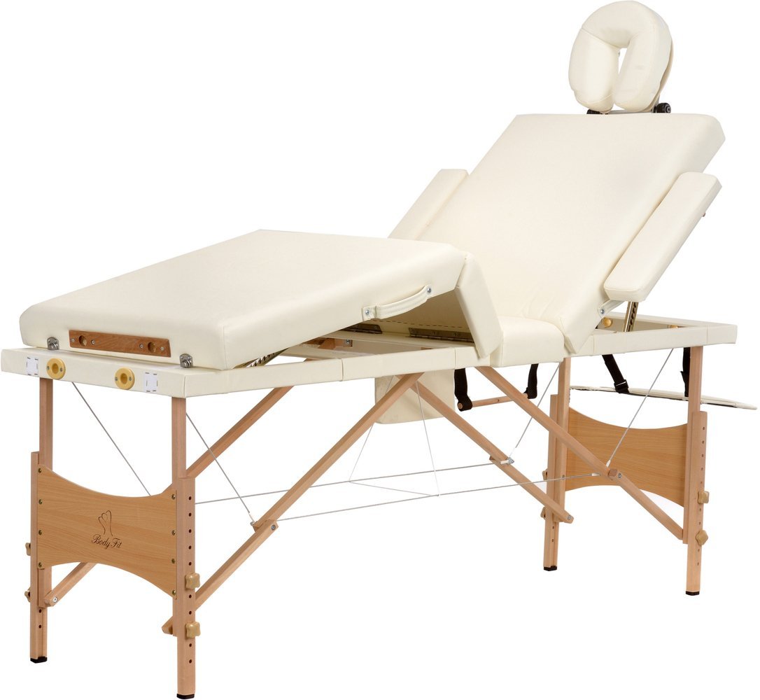 BODYFIT BODYFIT Stół, łóżko do masażu, aluminiowe, 4 segmentowe, beżowe, 95x64x18 cm
