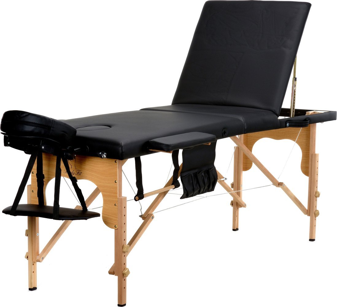 BODYFIT Łóżko do masażu 3 segmentowe BODYFIT, czarne, 60x213 cm