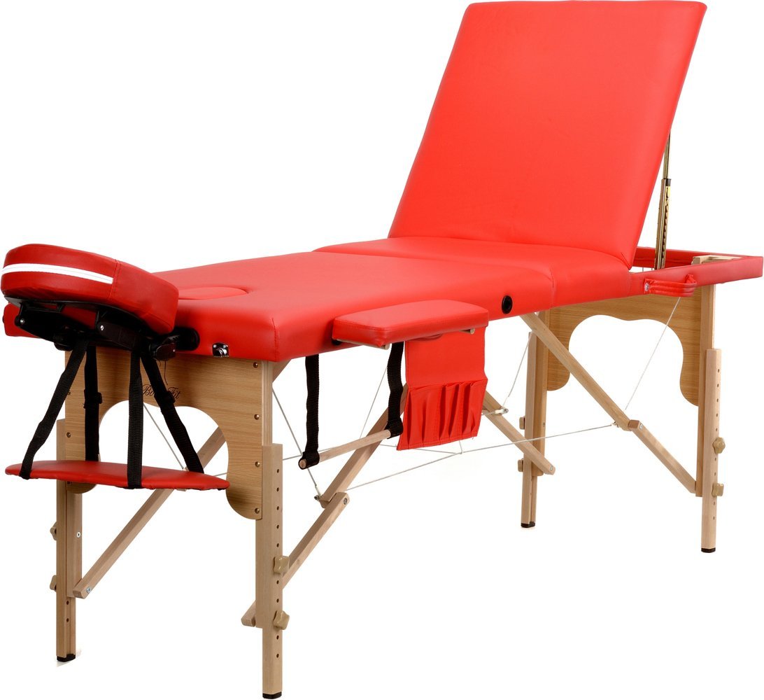 BODYFIT Łóżko do masażu 3 segmentowe BODYFIT, czerwone, 60x213 cm