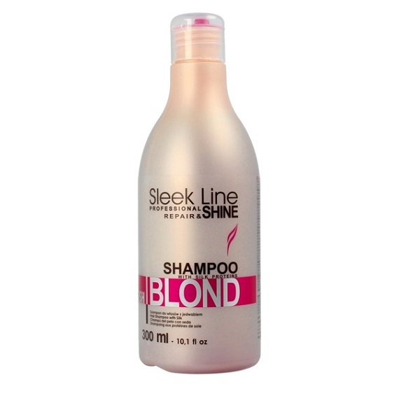 Stapiz Sleek Line Blush Blond, szampon nadający różowy odcień, do włosów blond z jedwabiem, 300 ml