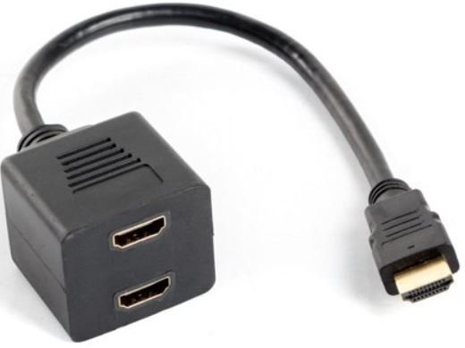 Lanberg Adapter HDMI-A (M) -> HDMI-A (F) x2 splitter 20cm AD-0019-BK