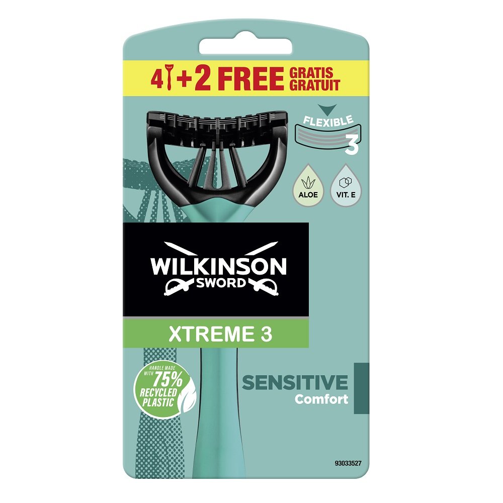 Wilkinson Sword Xtreme 3 Sensitive maszynki jednorazowe Aloe Vera 4 + 2 Ks