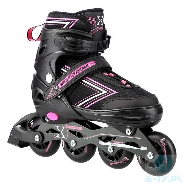 Nils Extreme NH11912 A 2w1 BLACK/PINK ROZM. S(31-34) ŁYŻWOROLKI Z WYM. PŁ. HOKEJOWĄ EXTREME