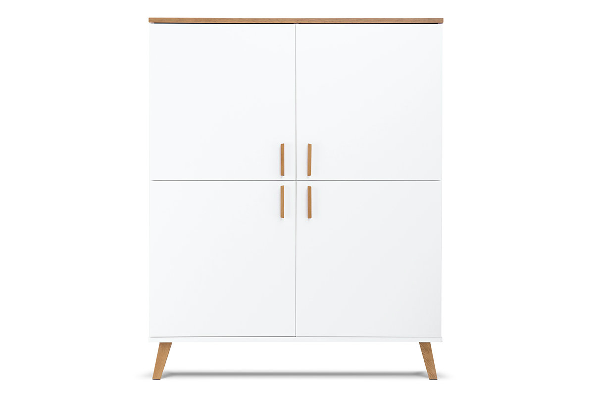 Komoda FRISK biały/dąb naturalny, 107x134x40, płyta wiórowa