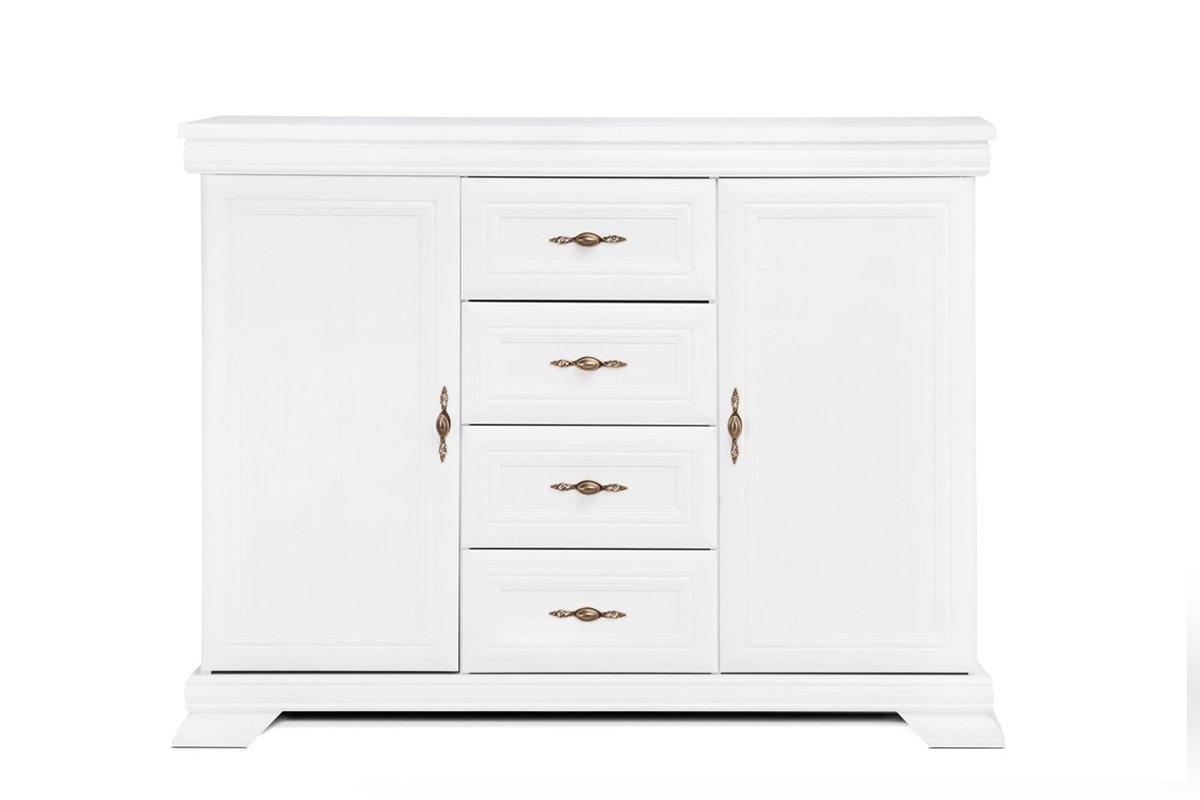 Komoda IMPERIO biały, 128x97x46, płyta wiórowa/płyta MDF