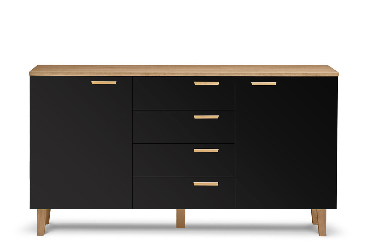 Komoda FRISK antracyt/dąb naturalny, 150x81x46, płyta wiórowa
