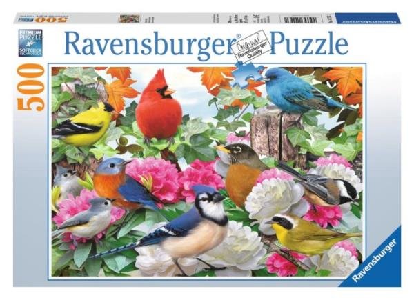 Ravensburger Puzzle 500 elementów. Ogrodowe ptaki