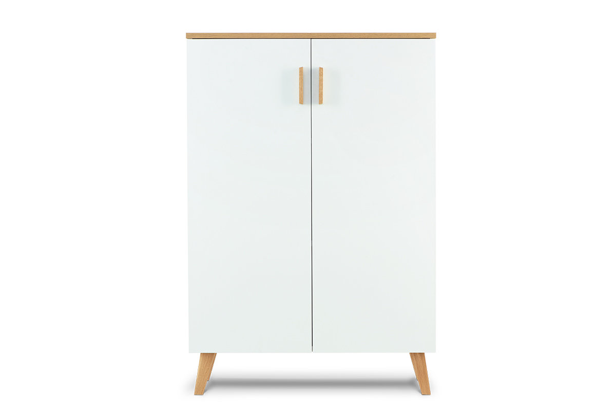 Komoda FRISK biały/dąb naturalny / 80x117x46 / płyta wiórowa