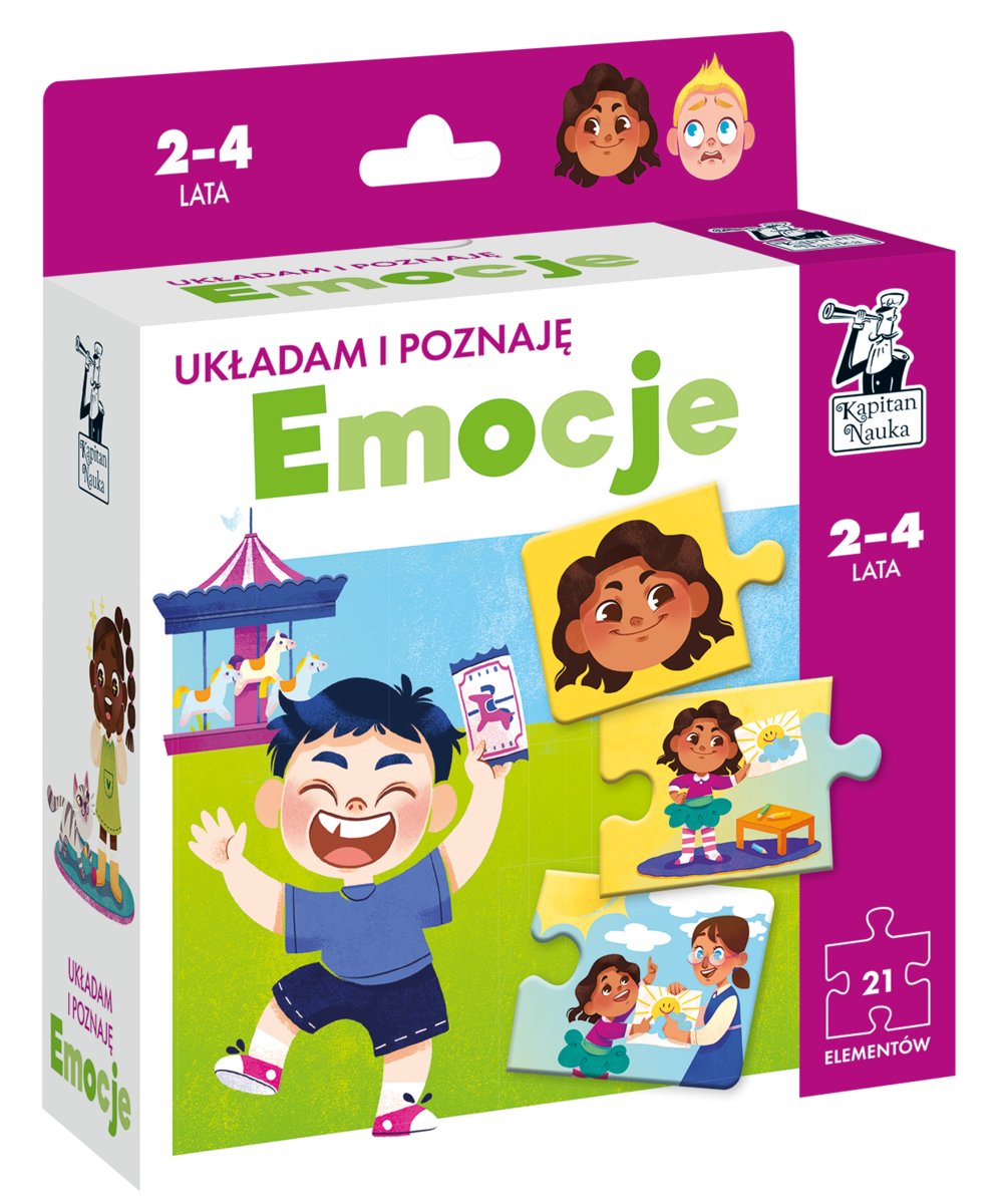 Kapitan Nauka - gry Puzzle 21 elementów. Układam i poznaję. Emocje