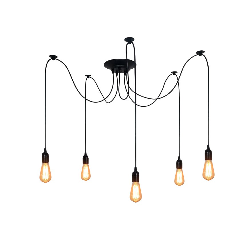 Lampa wisząca spider ARANEA 5xE27 czarny EDO777188 EDO