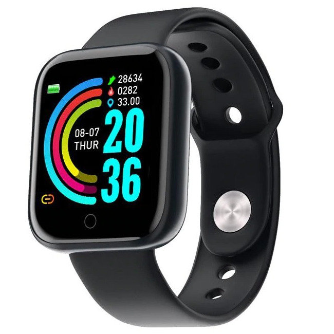 Zegarek Smartwatch D20, Czarny, Silikonowy