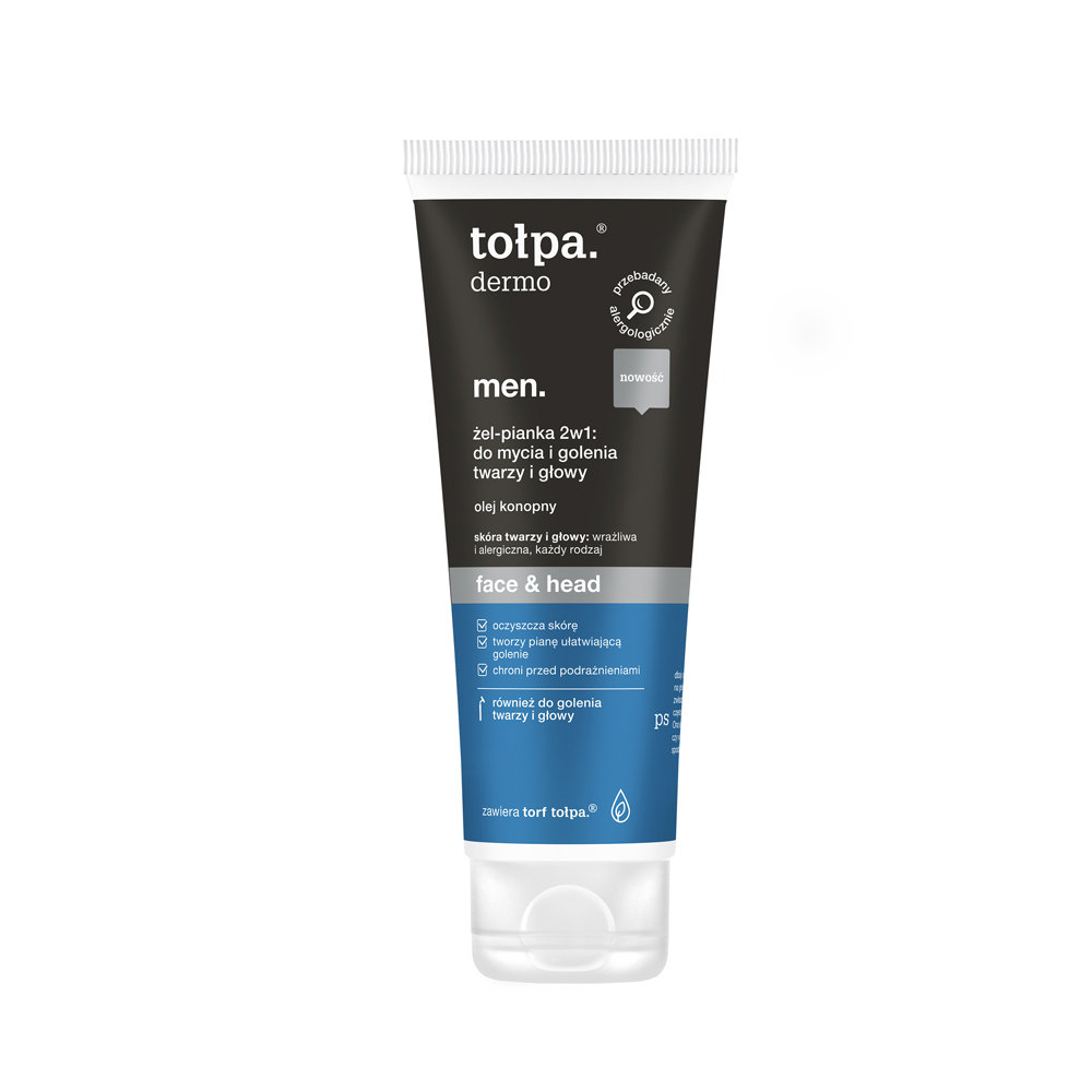 Tołpa TORF CORPORATION dermo men face&head żel-pianka 2w1 do mycia i golenia twarzy i głowy 100 ml