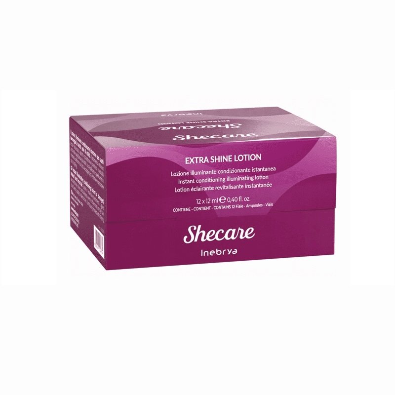 Inebrya Shecare Extra Shine Lotion intensywna kuracja rozświetlająca do włosów zniszczonych zabiegami chemicznymi 12x12ml
