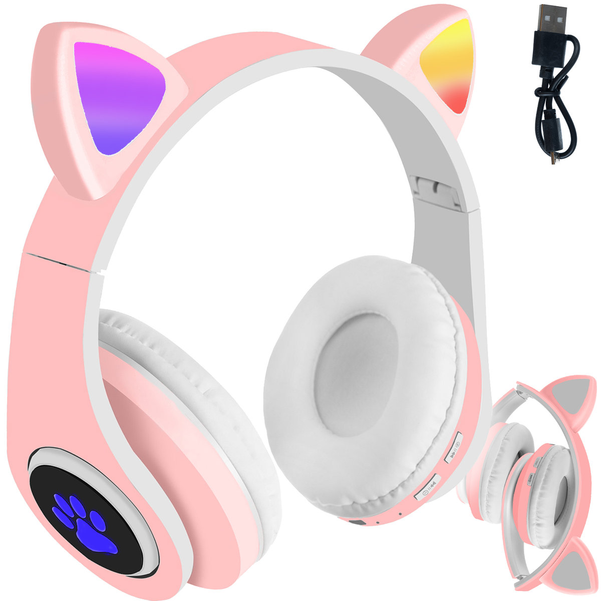 Słuchawki dla Dzieci Kocie Uszy LED RGB Bluetooth MALATEC