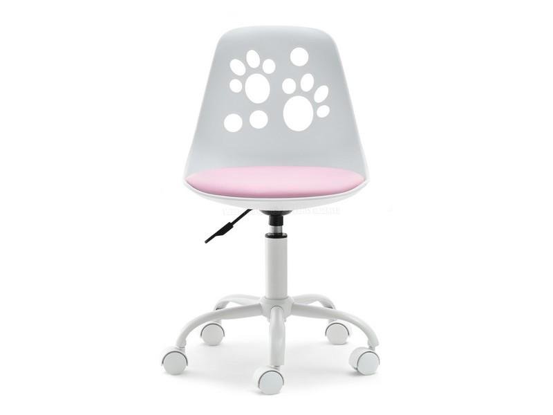 Krzesło Obrotowe Z Regulacją Dla Dziewczynki Foot Biało - Różowy
