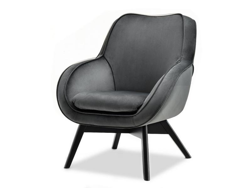 Kubełkowy Fotel Z Lamówką Do Salonu Mers Grafitowy Noga Czarna