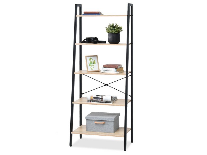 Regał Drabina Na Książki Dekoracje Jens A Czarny Sonoma