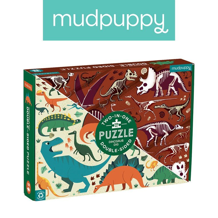 Mudpuppy Puzzle Dwustronne Dinozaury 100 Elementów 6+