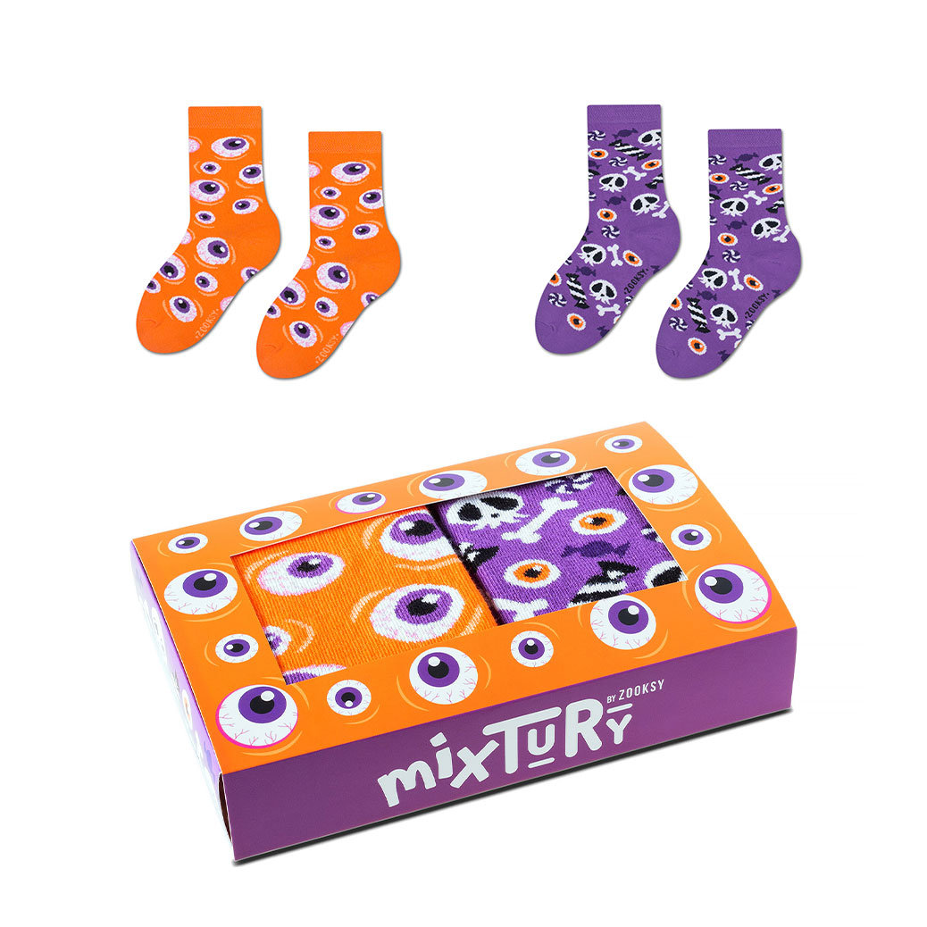 Zestaw kolorowych skarpetek w cukierki i psikusy r.30-35 - mixTURY Halloween
