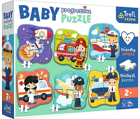 Puzzle dla dzieci Baby Progressive - Zawody i pojazdy wiek 2+