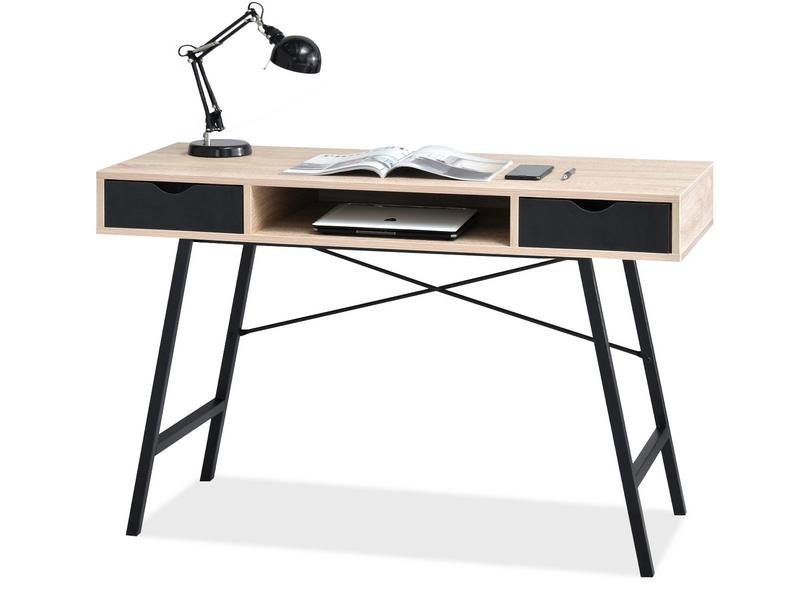 Praktyczne Biurko 120Cm Scandi Do Home Office Gavle Dąb Sonoma-Czarne