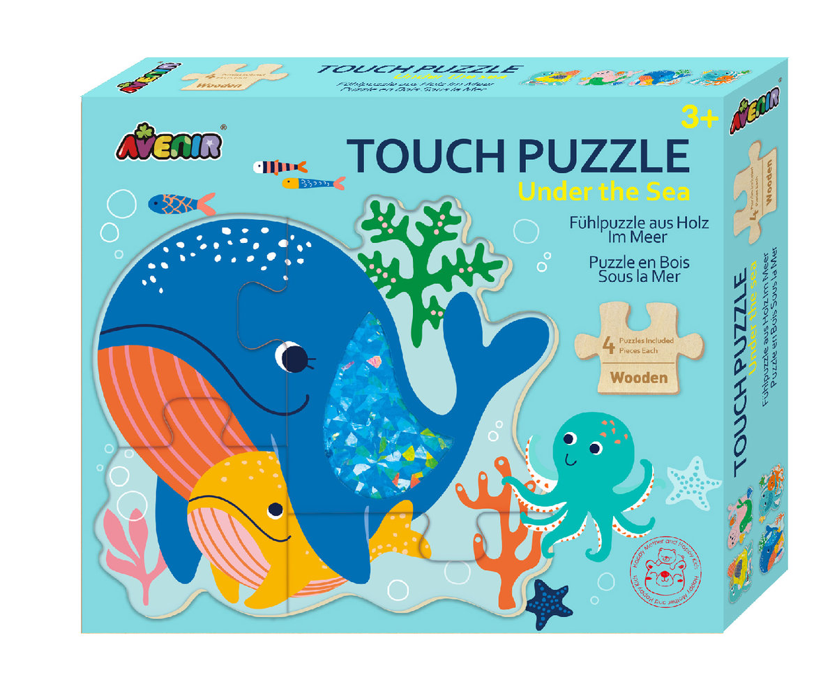 Avenir 6305060 puzzle sensoryczne podwodny świat, puzzle dla dzieci od 3 lat, 4 x 4 części 6305060