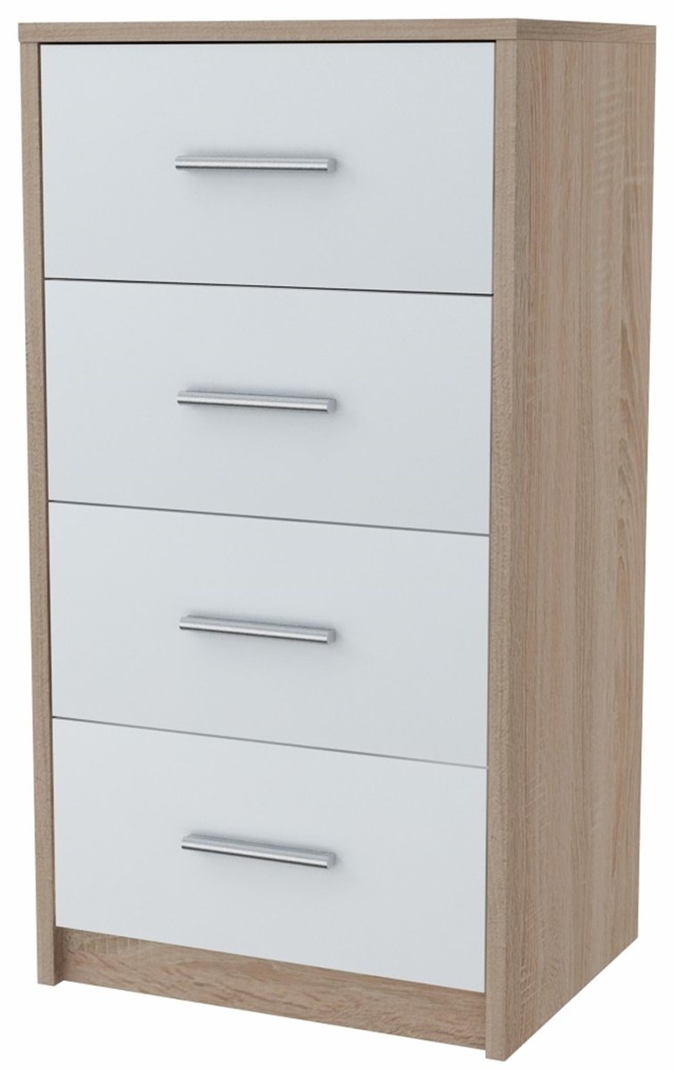 Komoda Szafka Bodo 4S Biały-Sonoma 40Cm Regał