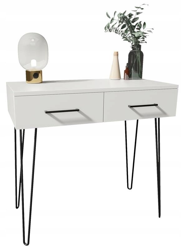 Toaletka V1 Biała Czarne Nogi Glamour Konsola Loft