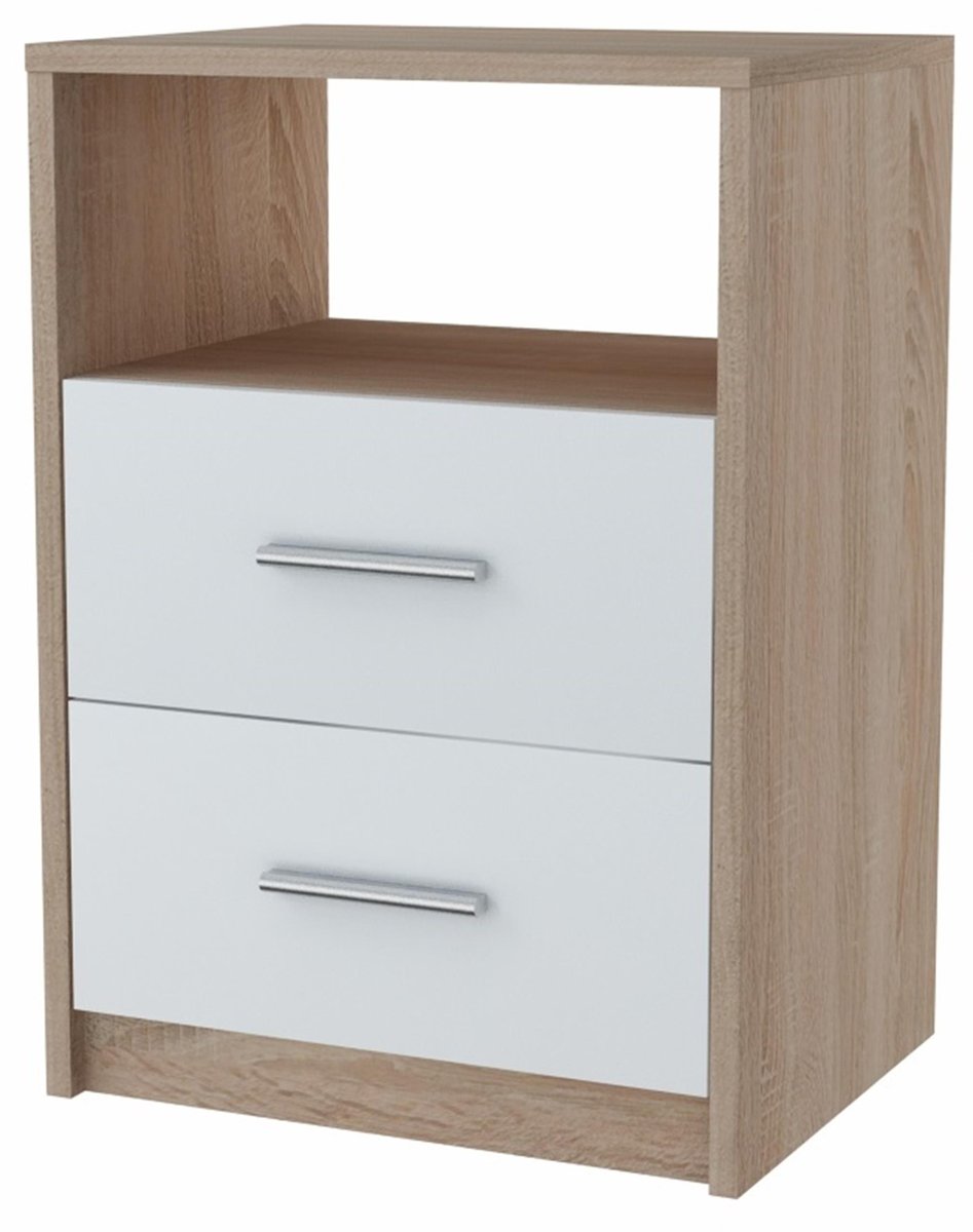Szafka Nocna 2So Biały-Sonoma 40Cm Szuflady Komoda