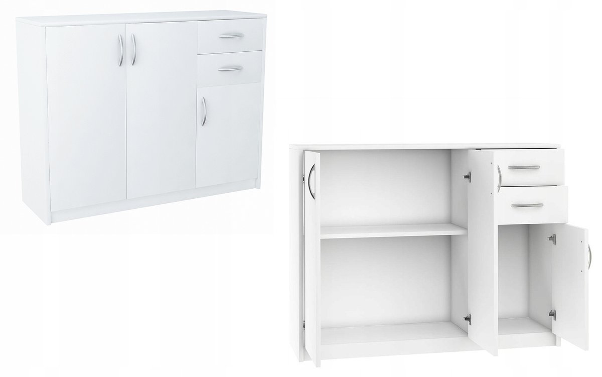 Komoda Szafka 3d2s Biała 110cm Szuflady Regał