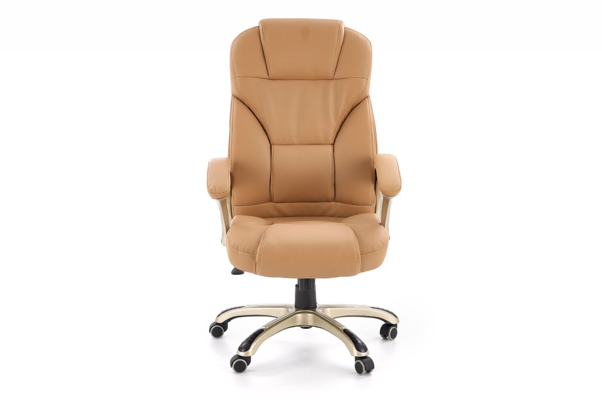 Wygodny fotel do biurka obrotowy z ekoskóry beżowy VIATI