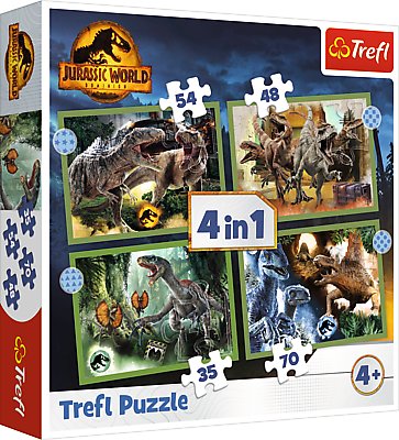 Puzzle 4w1 Groźne dinozaury 35, 48, 54 i 70 elementów