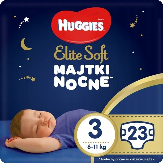 Huggies Elite Soft Overnights Pants 3 6-11 kg pieluchomajtki na noc x 23 szt