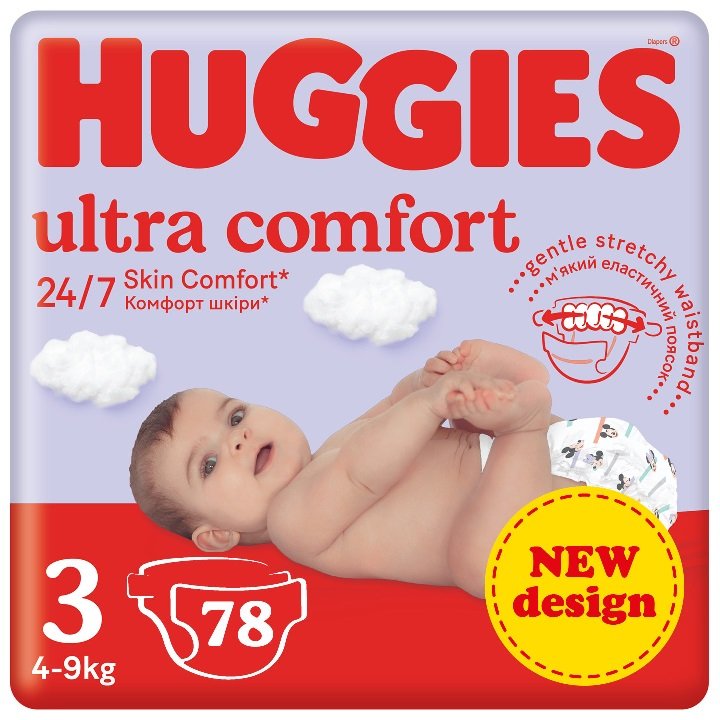Huggies Pieluchy Mega 3 (5-9 kg) Ultra Comfort 78 szt.