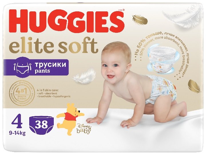Huggies Pieluchomajtki Mega Pants 4 (9-14 kg) Elite Soft 38 szt.