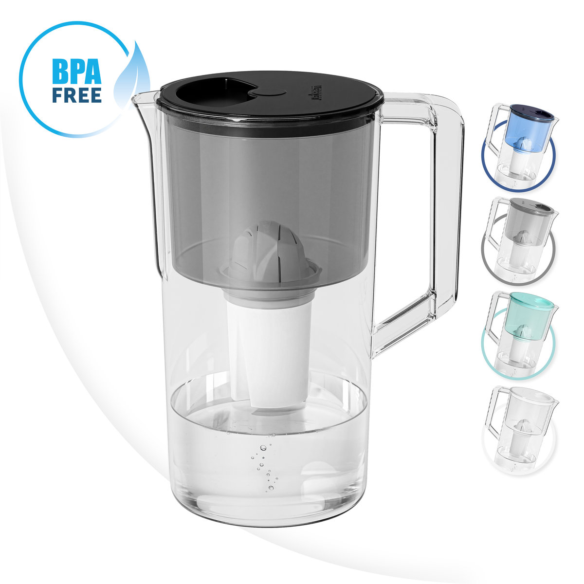 Dzbanek Filtrującyaquaclassic Basic, Wessper, Wkład Filtrujący W Zestawie, 2,5L, Czarny