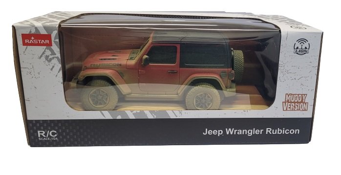 JEEP Wrangler Rubicon 1:24 RTR, zasilanie na baterie AA, Czerwony