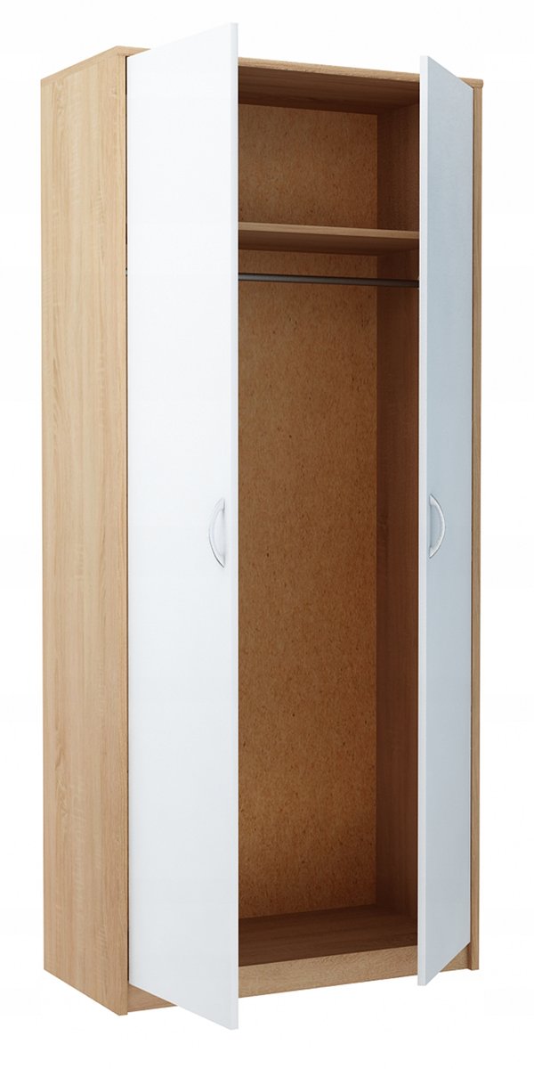 Szafa Szafka 2D1P Biały-Sonoma 85Cm Komoda Regał