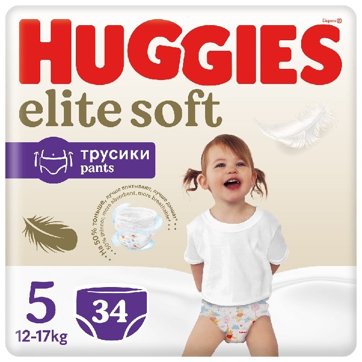 Huggies Pieluchomajtki Mega Pants 5 (12-17 kg) Elite Soft 34 szt.