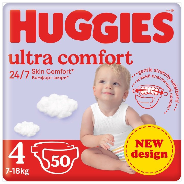 Huggies Ultra Comfort Jumbo Pack Rozmiar 4 7-18kg 50szt Pieluchy
