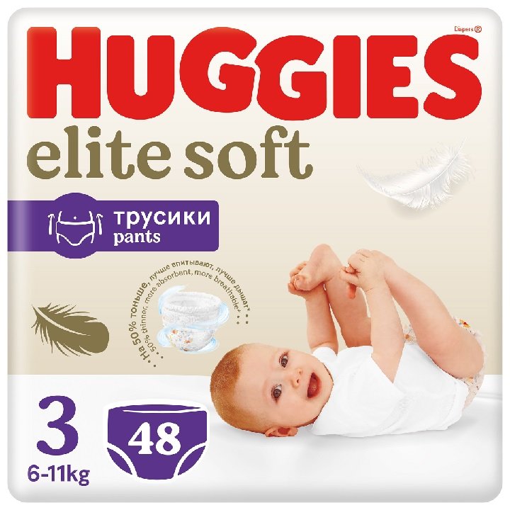 Huggies Pieluchomajtki Mega Pants 3 (6-11 kg) Elite Soft 48 szt.