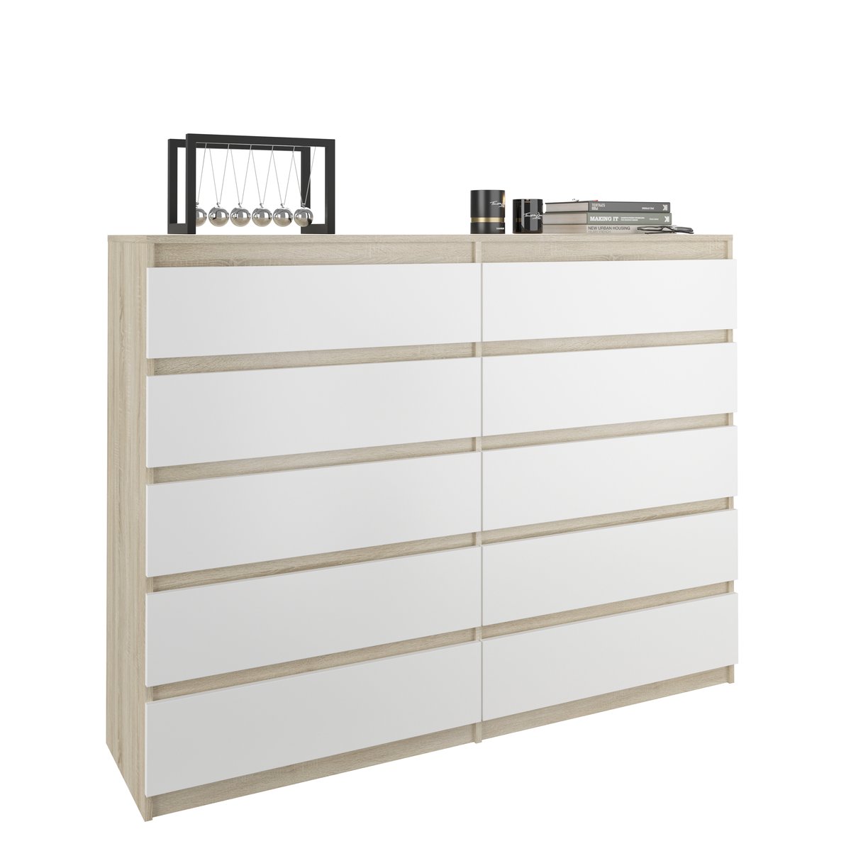 Nowoczesna Komoda 160 Szafka 10 Szuflad Sonoma mix