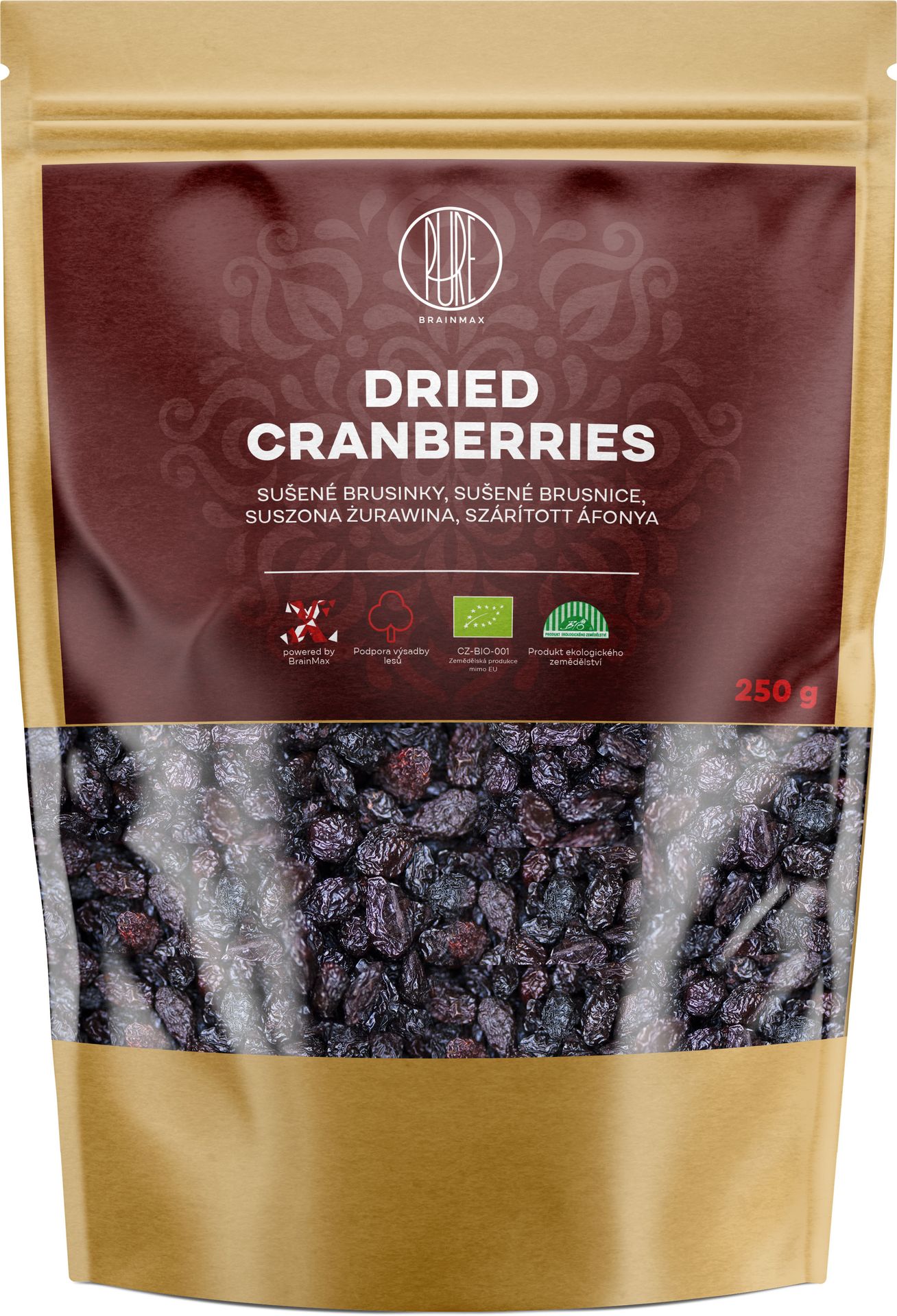 BrainMax Pure Cranberries, Żurawina, BIO, 250 g