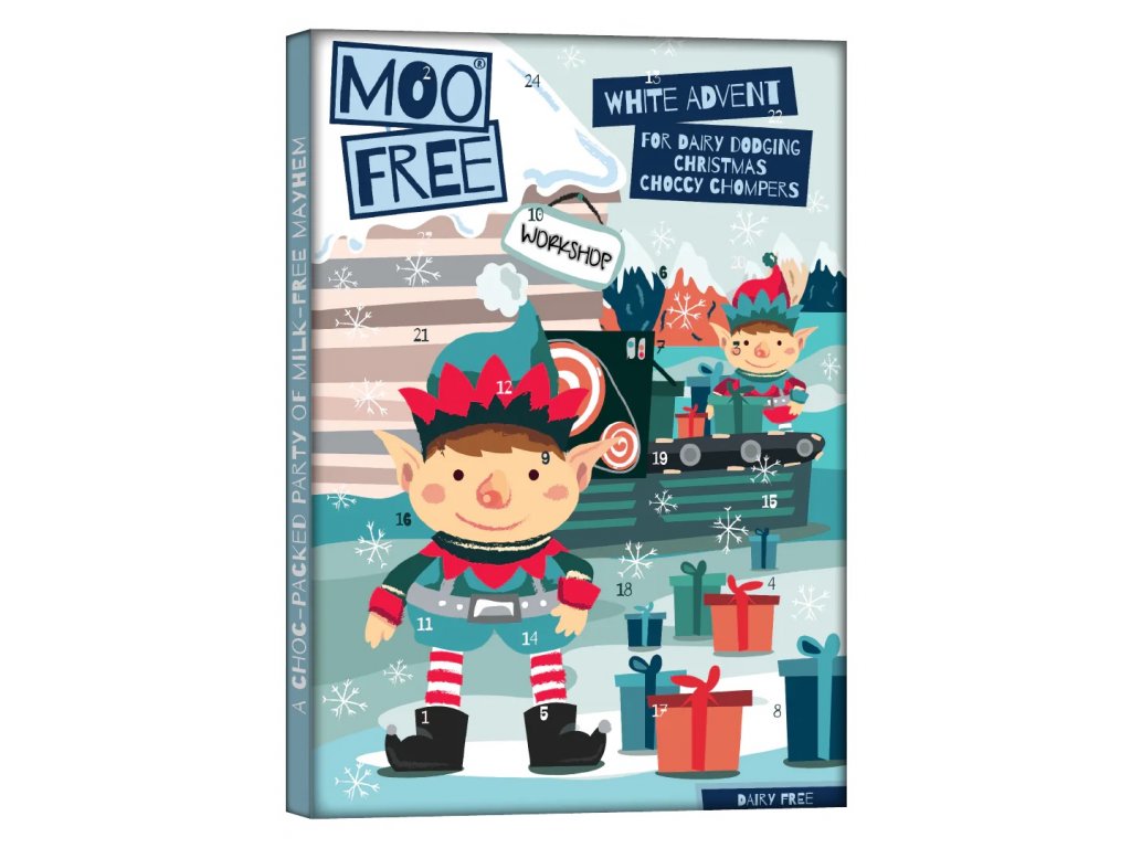 Moo-free - Kalendarz adwentowy z białej czekolady, 70 g