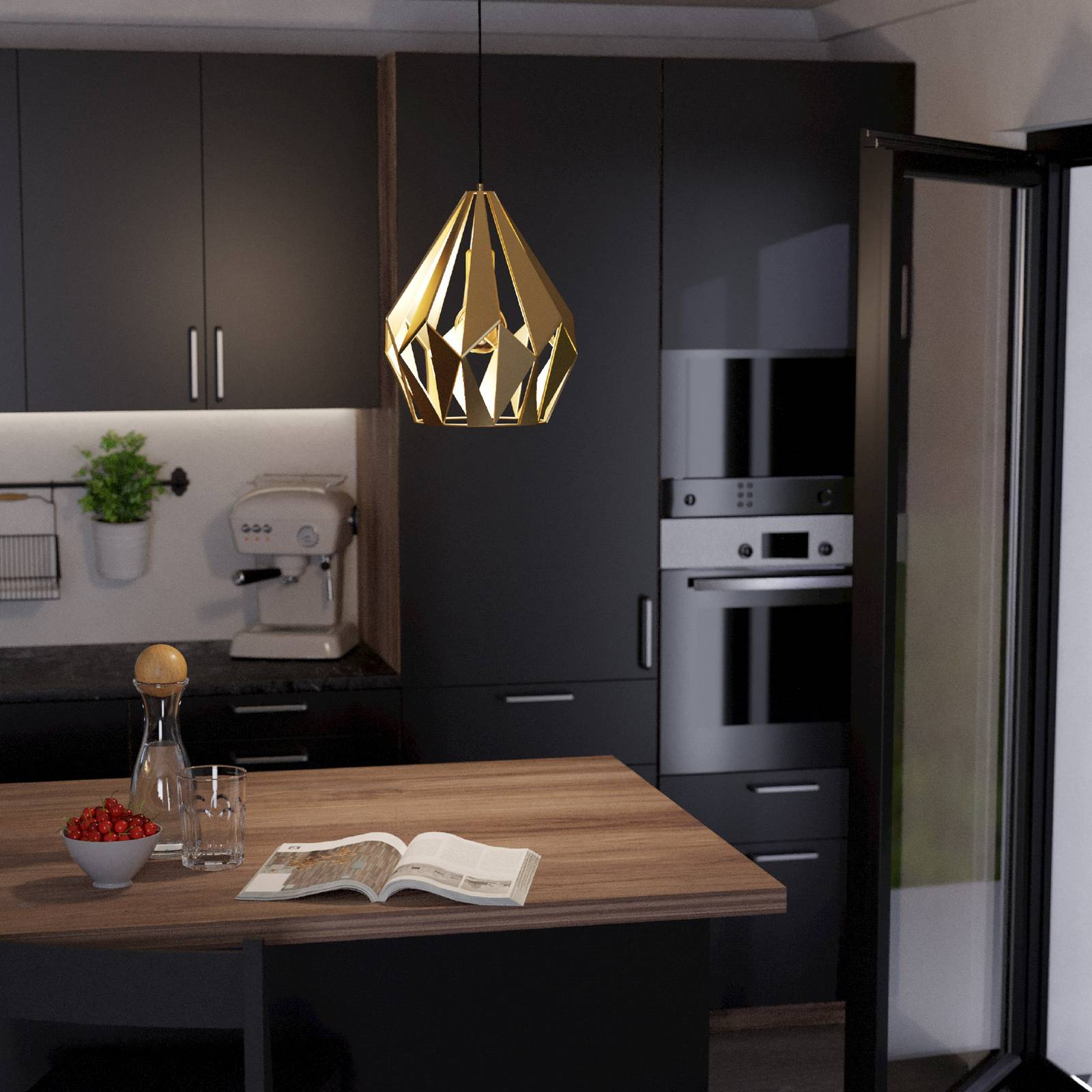 Żyrandol Carlton, 1-punktowy, złoty , Ø 31 cm