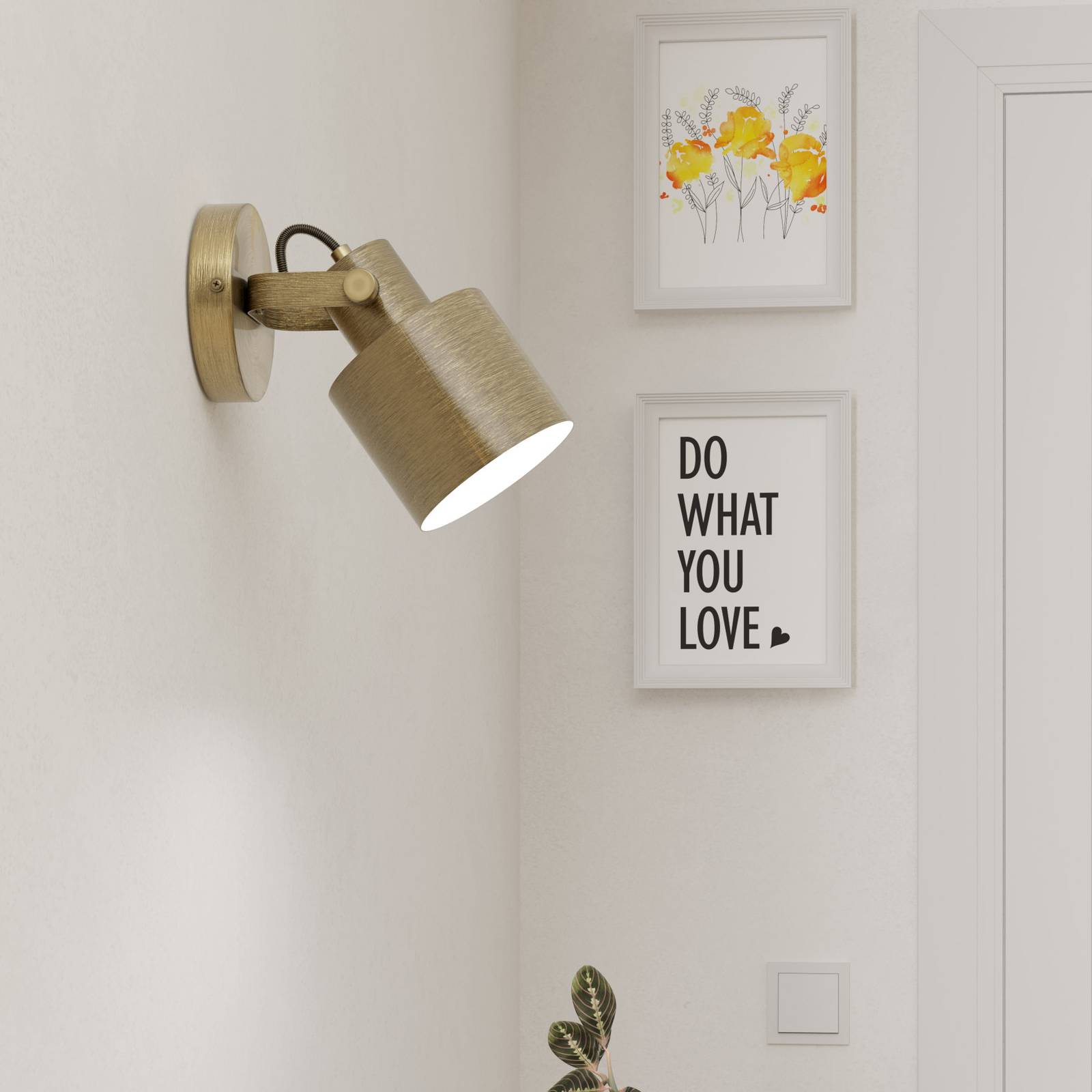 Spot ścienny Southery, 1-pkt. kremowo-złoty