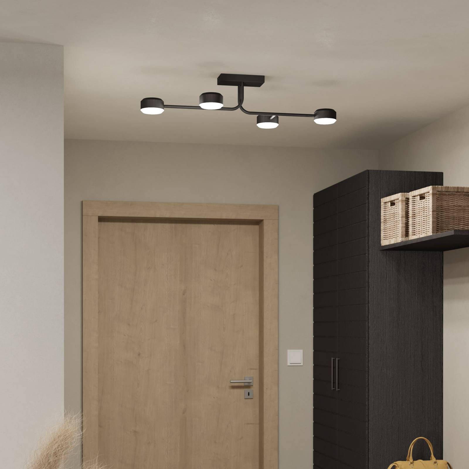 Lampa sufitowa LED Clavellina, czarna, 4-pkt.