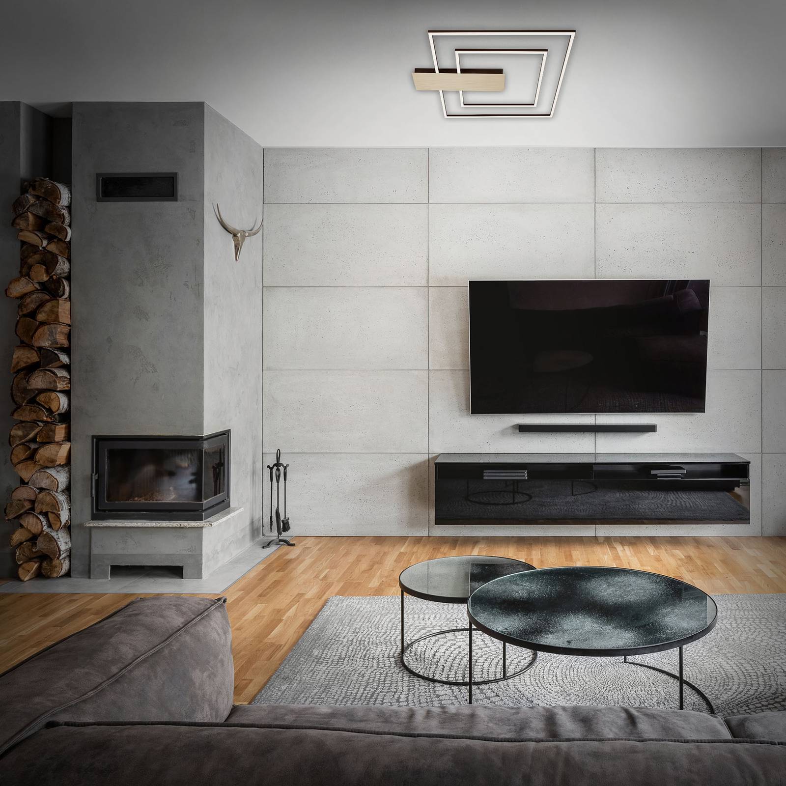 Lampa sufitowa LED Nico Duo, 3 000 K kątowa złota